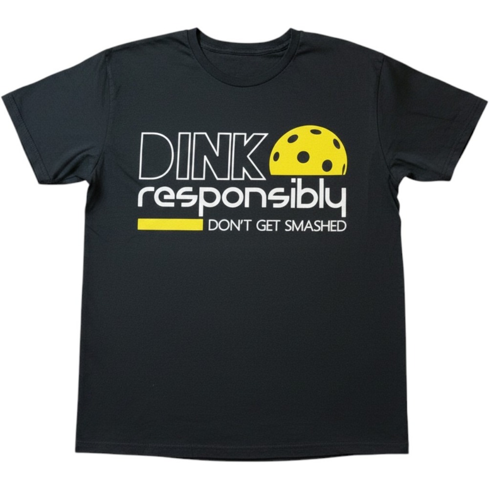 Dink Responsibly Pickleball Graphic T-Shirt Mens Large Black Cotton Short Sleeve